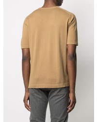 beige T-Shirt mit einem Rundhalsausschnitt von Boglioli