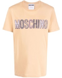 beige T-Shirt mit einem Rundhalsausschnitt von Moschino
