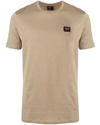 beige T-Shirt mit einem Rundhalsausschnitt von Paul & Shark