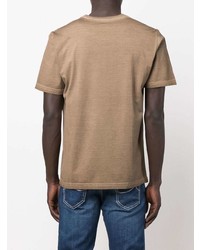 beige T-Shirt mit einem Rundhalsausschnitt von Mazzarelli