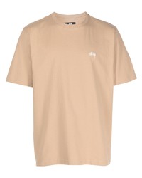 beige T-Shirt mit einem Rundhalsausschnitt von Stussy