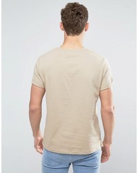 beige T-Shirt mit einem Rundhalsausschnitt von Asos