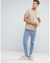 beige T-Shirt mit einem Rundhalsausschnitt von Asos