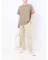 beige T-Shirt mit einem Rundhalsausschnitt von John Elliott