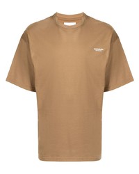 beige T-Shirt mit einem Rundhalsausschnitt von Yoshiokubo