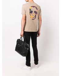 beige T-Shirt mit einem Rundhalsausschnitt von Zadig & Voltaire