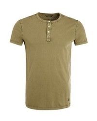 beige T-shirt mit einer Knopfleiste von Marc O'Polo