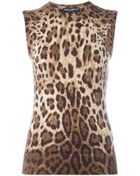 beige Trägershirt mit Leopardenmuster von Dolce & Gabbana