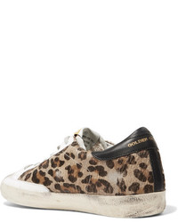 beige Turnschuhe mit Leopardenmuster von Golden Goose Deluxe Brand