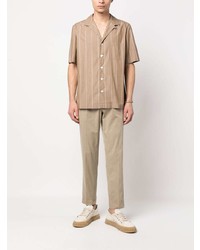 beige vertikal gestreiftes Kurzarmhemd von Lardini