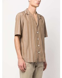 beige vertikal gestreiftes Kurzarmhemd von Lardini