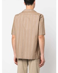 beige vertikal gestreiftes Kurzarmhemd von Lardini