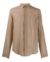 beige vertikal gestreiftes Langarmhemd von Marco De Vincenzo