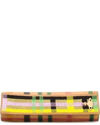 beige Perlen Clutch mit Schottenmuster