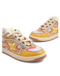 beige verzierte Leder niedrige Sneakers von Enterprise Japan