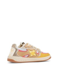 beige verzierte Leder niedrige Sneakers von Enterprise Japan