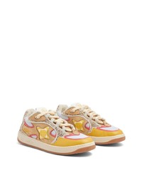 beige verzierte Leder niedrige Sneakers von Enterprise Japan