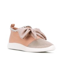 beige verzierte Leder niedrige Sneakers von Giuseppe Zanotti Design