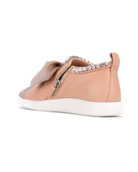 beige verzierte Leder niedrige Sneakers von Giuseppe Zanotti Design