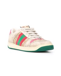 beige verzierte niedrige Sneakers von Gucci