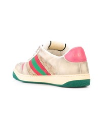 beige verzierte niedrige Sneakers von Gucci