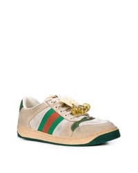 beige verzierte niedrige Sneakers von Gucci