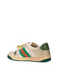 beige verzierte niedrige Sneakers von Gucci