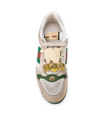 beige verzierte niedrige Sneakers von Gucci