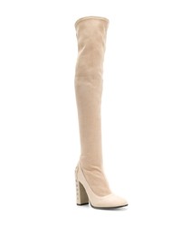 beige verzierte Overknee Stiefel aus Wildleder von Fabi