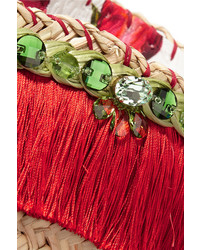 beige verzierte Shopper Tasche aus Stroh von Dolce & Gabbana