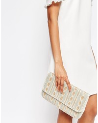 beige verzierte Perlen Clutch von Little Mistress