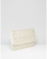 beige verzierte Perlen Clutch von Little Mistress