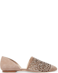 beige verzierte Wildleder Ballerinas