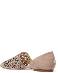 beige verzierte Wildleder Ballerinas von Jimmy Choo