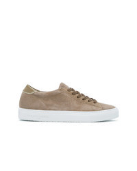 beige verzierte Wildleder niedrige Sneakers