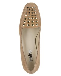 beige verzierte Wildleder Pumps von Heine