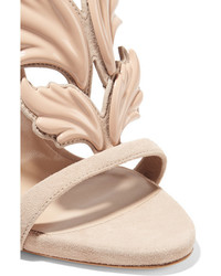 beige verzierte Wildledersandalen von Giuseppe Zanotti