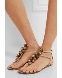 beige verzierte Wildledersandalen von Aquazzura