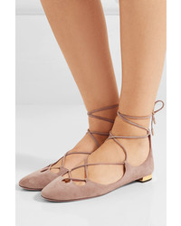 beige Wildleder Ballerinas von Aquazzura