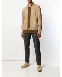 beige Wildleder Bomberjacke von Salvatore Santoro