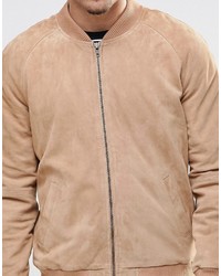 beige Wildleder Bomberjacke von Asos