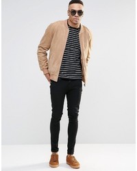 beige Wildleder Bomberjacke von Asos