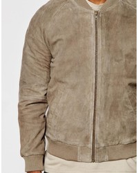 beige Wildleder Bomberjacke von Asos