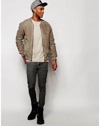 beige Wildleder Bomberjacke von Asos