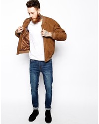 beige Wildleder Bomberjacke von Asos