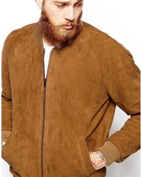 beige Wildleder Bomberjacke von Asos