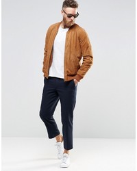 beige Wildleder Bomberjacke von Asos