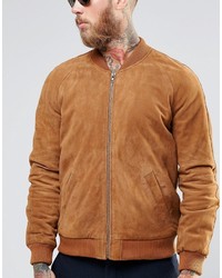 beige Wildleder Bomberjacke von Asos