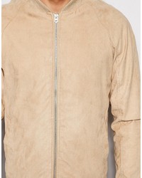 beige Wildleder Bomberjacke von Pull&Bear