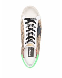 beige Wildleder niedrige Sneakers mit Leopardenmuster von Golden Goose